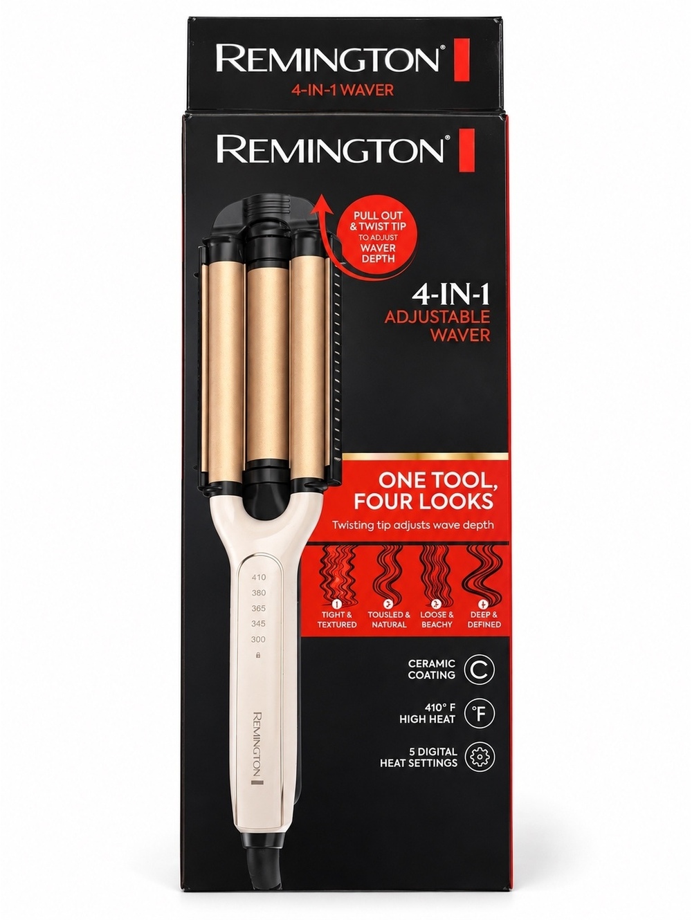 Remington 4-in-1 Adjustable Waver with Ceramic Coating